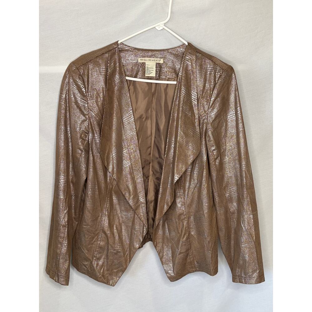 Requirements Brown Lightweight Snakeskin Print Blazer Jacket L
